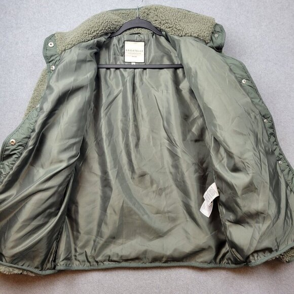 Bagatelle Teddy Jacket Womens Medium Green Quilted Pockets Snap Front - Picture 10 of 13